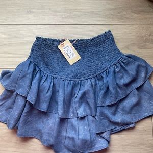 Mini skirt ruffled denim color M